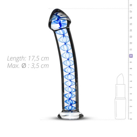 Blue Spiral Glass Dildo