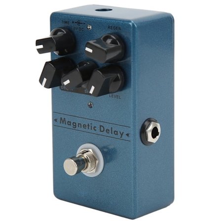 Metal Delay Effekt Pedal Mørkeblå Magnetisk Echo Delay Pedal med Tidsdybde Hastighedsknap