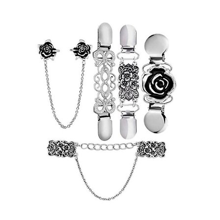 5 stk. Dame Cardigan Klip Vintage Sweater Klip, Sjal Krave Metal Klip Sweater Kæde Kreativ Sølv Cardigan Klip til Bluse Cardigan Kjoler Sjal