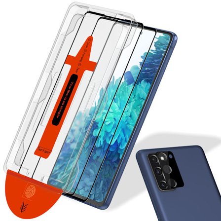 2-PACK Samsung S20 FE Näytönsuoja & 1-PACK linssinsuoja - Karkaistu Lasi | [Automaattinen Asennus] - Kuplaton