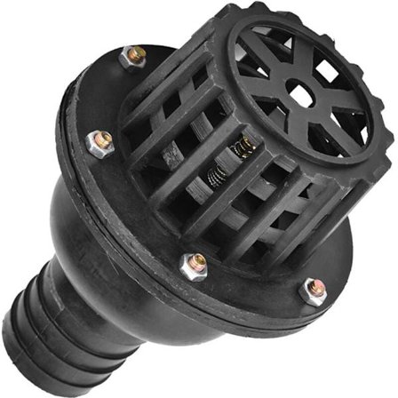 Bundventil til vandpumpe, sort PVC, lavtryks flad kontraventil til væskemaskine (1,5 tommer)