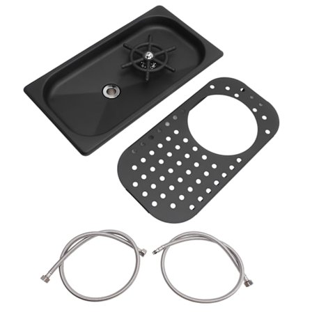 304 rustfrit stål kande skyller kop vask glas rengøring skyller højtryksvask med afløb drypbakke slange til bar cafe sort A