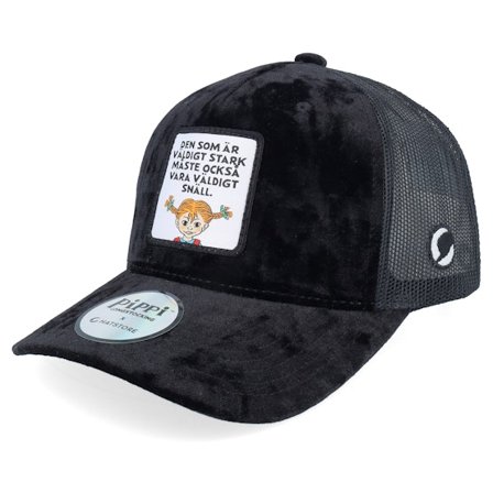 Pippi Långstrump - Svart trucker Keps - Stark & Snäll Black Velvet Trucker @ Hatstore