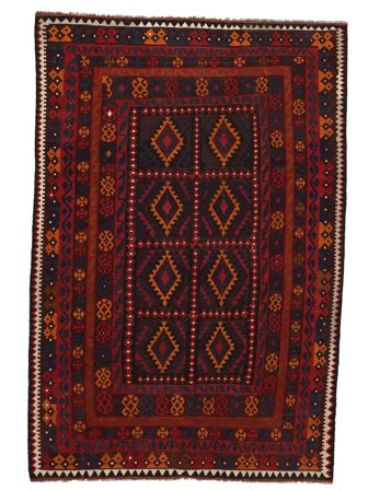 Tecidos À Mão Kilim Maimane Tapete 205X303 Lã Preto/Vermelho Escuro