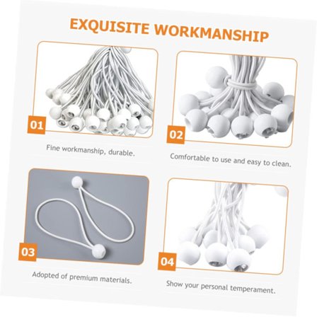 50 stk. elastisk reb Bungee-ledning baldakin Bungee-kugler Tie-Down-ledning