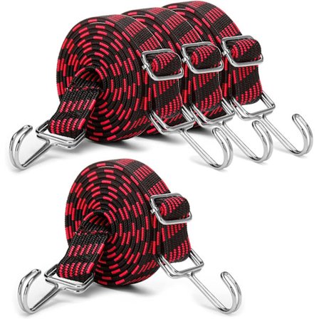 Bungee-stropper med kroker, 2M lange justerbare snorer, 4-pak kraftig flat elastisk tau, ekstra sterk gummielastisitet for camping