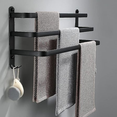 Vægmonteret Håndklædeholder i Aluminium - 3 Lag - 40cm - Vandafvisende