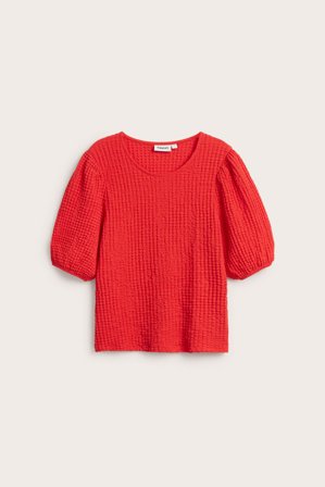 Kappahl | Topp med kort puffärm Röd XS | Röd