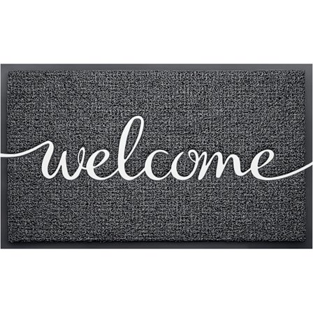 Svart dørmatte (30"x17.5", velkommen) Holdbare matter Utendørs Innendørs Nei