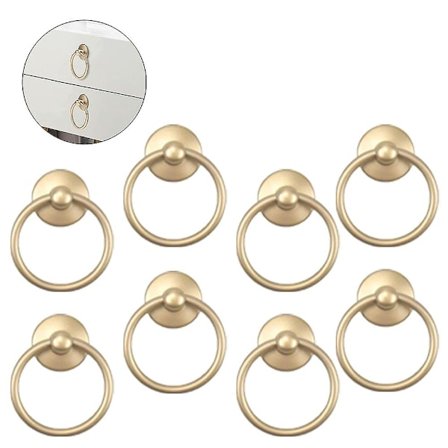 8 stk. Vintage Skabsringknopper Runde Antikke Skuffetræk Håndtag