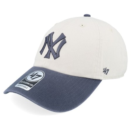 47 Brand - MLB Beige unconstructed Caps - New York Yankees Two Tone Clean Up Bone/Navy Dad Cap @ Hatstore