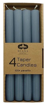 DIANA LYS Kronelys med riller chinablue 24cm 4stk