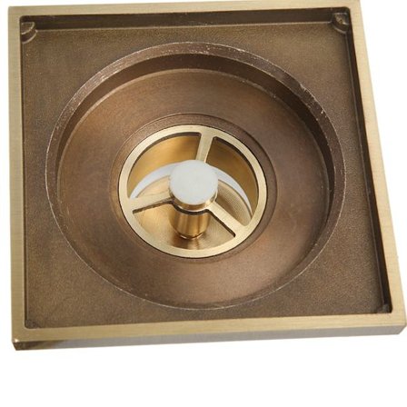 10 x 10 cm Massiv Mässing Guld Duschbrunn Golvbrunn Avlopp Badrum Kök Balkong