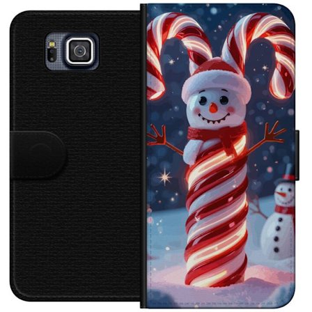 Kompatibel Tegnebogsetui til Samsung Samsung Galaxy Alpha Glimrende jule slik-sne mand formet af slik pinde der lyser varmt i et vinterlandskab med sn