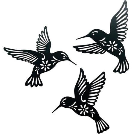 Metallkolibri väggkonst dekoration ihålig järnsvart fågelskulptur hängande hänge prydnad Livin