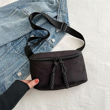 Unisex crossbody-väskor med stor kapacitet Högkvalitativ nylon Solid C Black