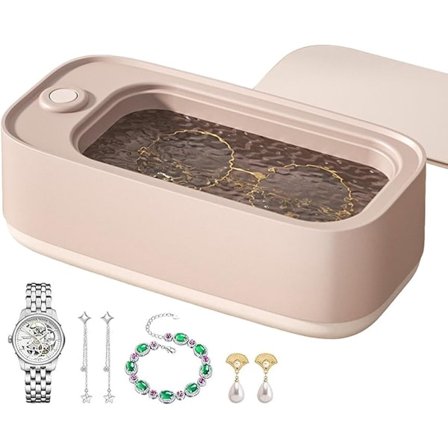 Ultralyd Rengjøringsmaskin for Briller, Rengjøringsmaskin for Smykker, Bærbart Rengjøringsverktøy, 45 000 Hz, Ultralydrenser for Smykker, Ringer, 