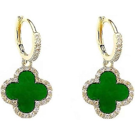 Kultakorvakorut, 14k kullatut pienet creolit, joissa on neliapilariipus, hienot naisten korvakorut, kuutiollinen zirkonia hartsinvihreänä