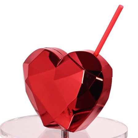 Hjärtformad mugg med lock och sugrör, söt glittrig cocktailmugg, discokula mugg festtillbehör (20oz)