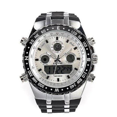 STRYVE S8002 Dual Display Digital Watch Luminous Chronograph Stoppur Kalender