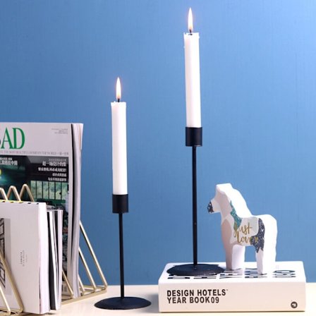 2 st Ljusstakar, Ljusstakehållare, Metall Ljusstake, B