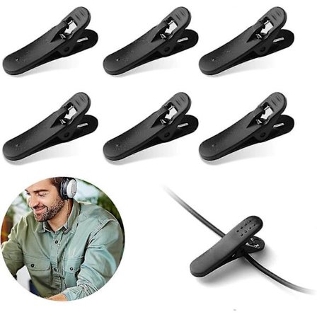 Hovedtelefon Headset Kabel Ledningsclips Holder Til Clips På Dit Tøj For At Holde Hovedtelefon/Mikrofon Kabel På Plads Sort Farve 6 stk