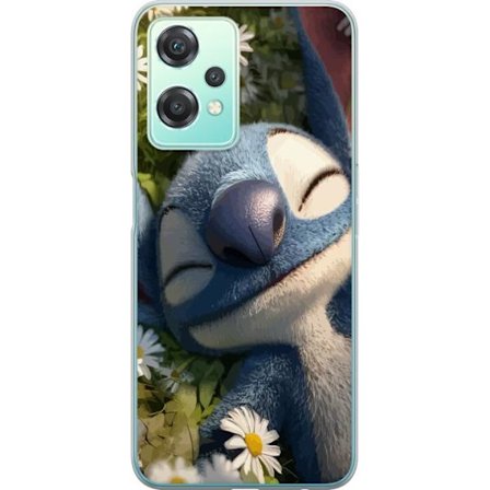 OnePlus Nord CE 2 Lite 5G Genomskinligt Skal Stitch somnar fridfullt i en äng av prästkragar där mjukt ljus och naturens lugn skapar en varm och av