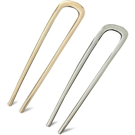 2 färger Plus-Size Vintage Metall U-formade hårnålar för längre och tjockare hår, Metallhårgaffel, Updo-hårpinnar, Metallhårpinnar (2 färger)