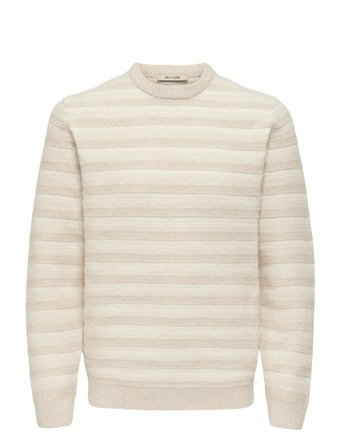 Onsming Life Reg Ls Crew Neck Knit Cream ONLY & SONS