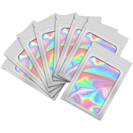 100 Genlukkelige Mylar-poser, Lynlås, Selvklæbende Plastikfødevareposer, Lynlåsfolieposer med Klart Vindue, Til Små Virksomheder, 9x16 cm), Hvid