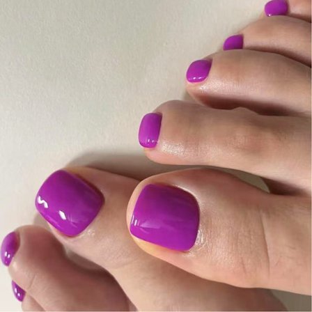 24 st Konstgjorda Tånaglar Full Täckning Press-on Korta Fyrkantiga Falska Tånaglar