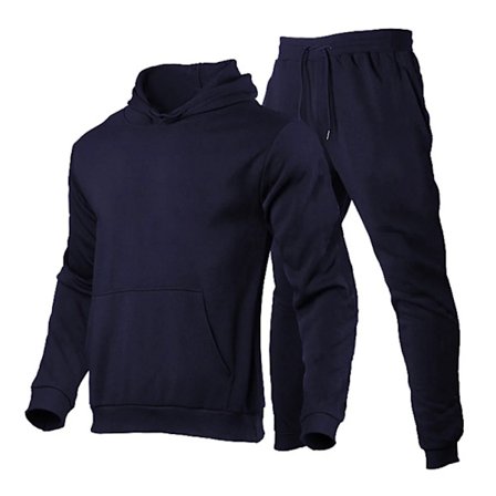 Herr tracksuit med huva och dragkedja + joggingbyxor sportdräkt casual joggare sportkläder 2 delar herr fleece streetwear set