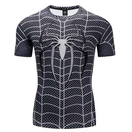 3D Spider-Man trykt kortermet kompresjonsskjorte for menn, pustende trening Farge 2 2XL