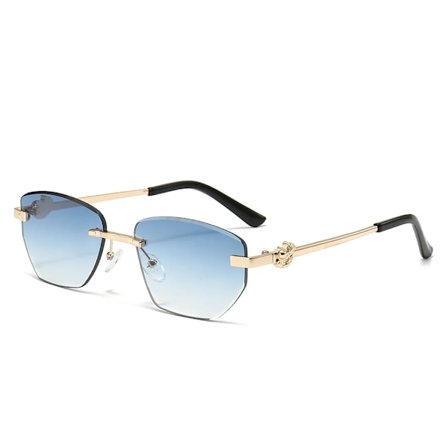 Trendiga solglasögon 2024 av hög kvalitet för damer uv400 klassiska båglösa solglasögon herr anpassad egen logotyp