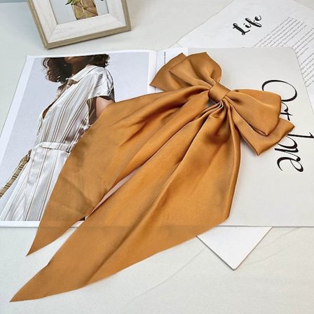 2 stk. Store hårklemmer med sløjfe og lang silkeagtig satin, ensfarvet fransk hårklemme, simple hårnåle tilbehør til kvinder og piger