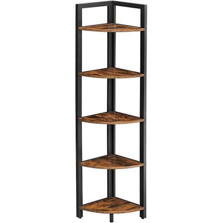 Rootz Hörnskåp - Bokhylla - Hylla - Metall - Bearbetat trä - Brun - Svart - 30 x 30 x 150 cm