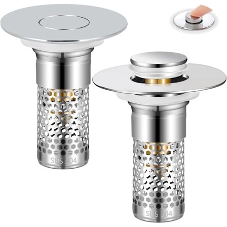 2-pak Vaskestoppere til badeværelse 1,06"-1,50", Universal Pop-up Afløbsventil til badeværelsesvask til amerikansk badeværelsesvask, Gulvafløbsfilter 