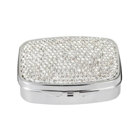 Glitrende Krystal Diamanter Pilleæske 2 Rum Medicin Organiser Lille Sød Rejseboks til Vitaminer og Piller i Taske Lomme