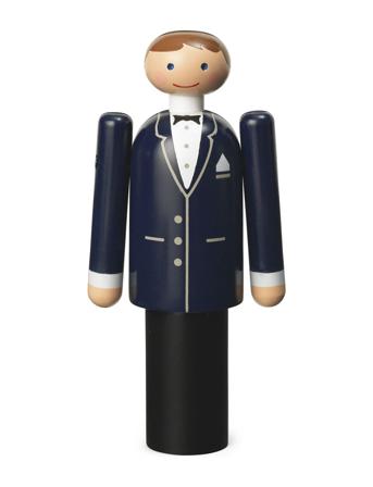 Brudgom H12 Cm Blå/Sort/Hvid Home Decoration Decorative Accessories-details Wooden Figures Blue Kay Bojesen