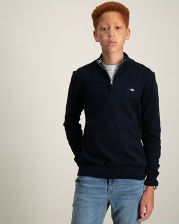 GANT SHIELD COTTON HALF ZIP Blå Genser Gutt - Kids Brand Store