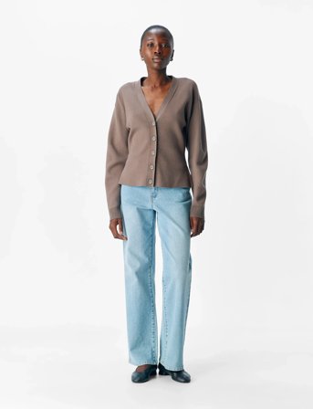 Object Objreynard Ls Sli Cardigan Noos - Brown - XL