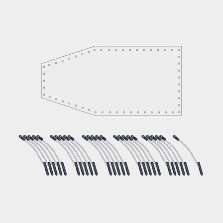 Lona para barco a medida NOCK Armor Pro Hexagon, reforzada con borde de ojales extra reforzado, 250 g / m², transparente, 5 x 7 metros + 26 ganchos 