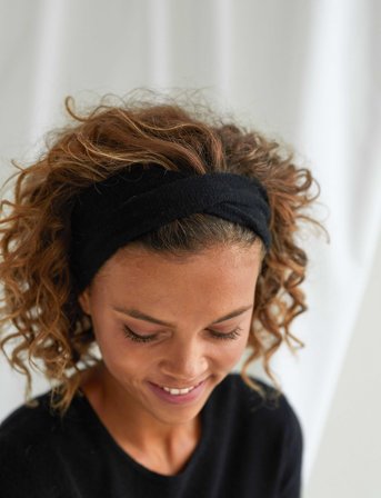 Davida Cashmere Wrap Headband - Black - ONE SIZE