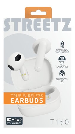 STREETZ T160 TWS earphones, white