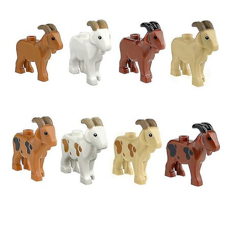 8 stk. Byggeklosser Smådyr Sau Geit Sau Tilbehør Deler Leker Barn Gaver