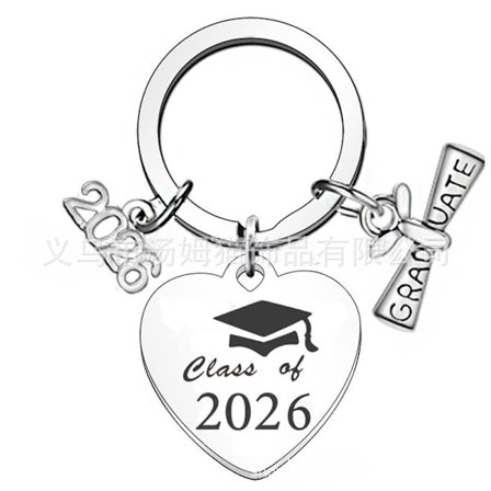 Konfirmasjonsgave til kullet 2026: Skoleavslutningsnøkkelring, nøkkelring i rustfritt stål, tekstur i rustfritt stål, egnet for både menn og kvinner.
