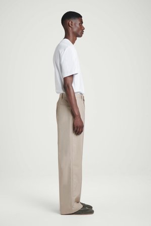 COS Men's Cotton Wide-Leg Chinos in Beige