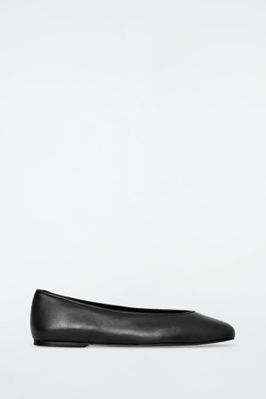 COS Women's Leather Ballerina Flats in Black