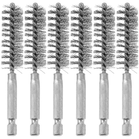 6-delt stålbørste sett hullbørste borfeste stålbørste for rengjøring av rust (10.00X1.60X1.60CM, som vist på bildet)