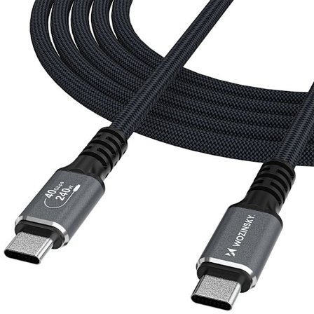 Wozinsky Thunderbolt 4 USB-C-kabel 240W 1,5m 4K - Svart